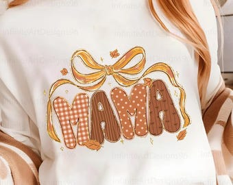 Fall Mama Png, Brushstroke Coquette Png, Retro Fall Pumpkin Bow Png, Fall Coquette Bow PNG, Fall Shirt Png, Autumn Girly Png