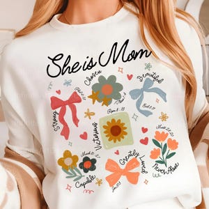 She is Mom Png, Mother Coquette Png, Christian Mama Png, Blessed Mom Png, Mom Shirt Png, Mom Life Png, Mother's Day Png, Gift for Mom