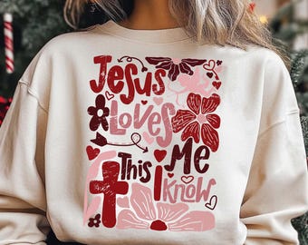 Jésus m'aime ça, je sais png, saint valentin png, boho valentine christian png, verset de la bible valentine png, valentine png, floral png, jésus png