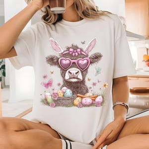 Vaca de las tierras altas del día de Pascua Png, Linda vaca de Pascua Png, Retro Pascua Png, Feliz Pascua Sublimación, Pascua png, Pascua occidental png, Primavera png