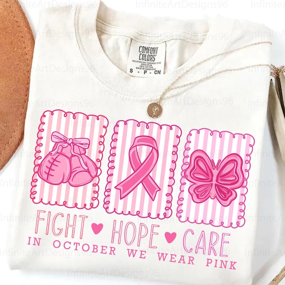 Fight Hope Care Sublimation, Breast Cancer Png, Pink Ribbon Png, We Wear Pink Png, Sublimation Design, Checkered Png, Coquette Girly Cancer
