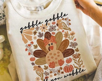 Gobble Gobble Till You Wobble Sublimation, Retro Thanksgiving png, Turkey png, Thankful png, Checkered png, Fall Vibes Designs, Distressed