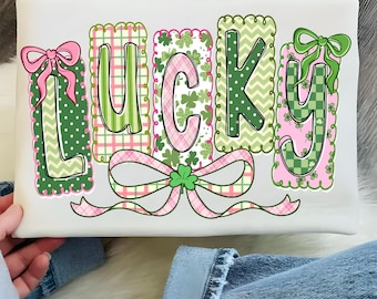 Lucky Sublimation Png, St Patricks day png, Lucky png, St Patrick Bow Png, St Pattys day png, Girl st patricks, Lucky Shamrock Png