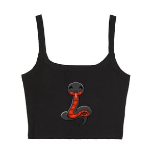 Dark Snake Crop Top Cute Animated | Fitted Fit Crop Top | Trendy Top | Graphic Shirt | Cute Gift | Girl Shirt | Cute | Crop top | Y2K Style