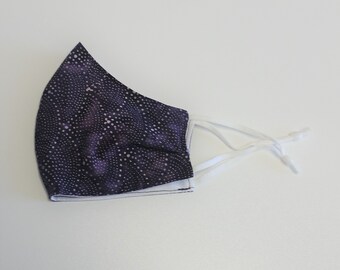 Face Mask- Adult Large- Batik- Purple Dot (Inv #6015)