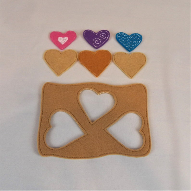 Felt Play Food Heart Cookies Pink, Purple, Blue Icing V3 Inv 4015 image 2