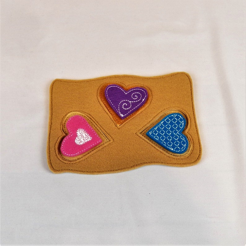 Felt Play Food Heart Cookies Pink, Purple, Blue Icing V3 Inv 4015 image 1