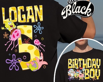 Sponge Birthday Family Shirts, Sponge Family Shirt, Cartoon Fan Gift, Family Matching Outfits, Birthday Gift For Kids, Toddler Birthday Tee