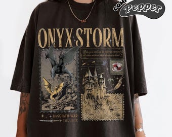 Onyx Storm Comfort Color T-Shirt | Fourth Wing Series Shirt | Dragon Rider | Bookish Tee Gift For Book Lover | Fantasy Book | Tairn&Andarna