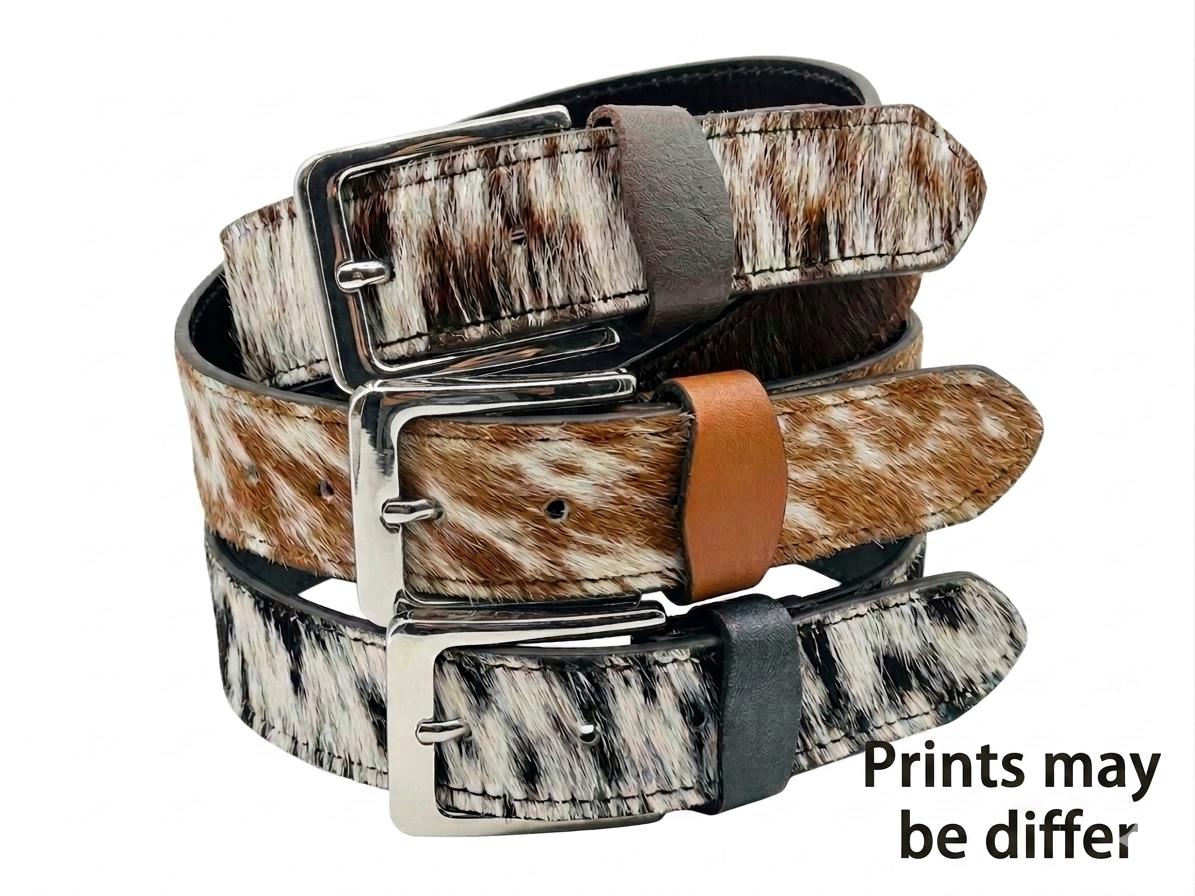 100% Natural Cowhide HAIR-ON Leather Belts- LADIES Real Leather