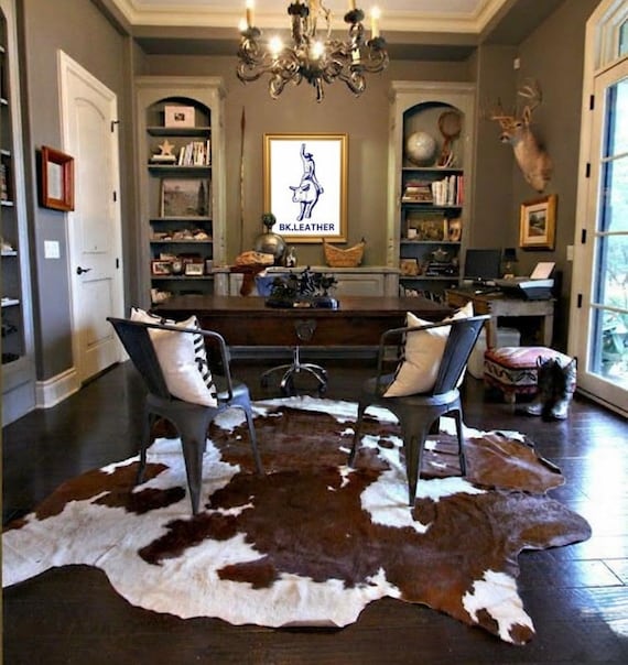 Tricolour Real Cowhide Rug: Australian Cow Fur Area Rug - Small to XXXL