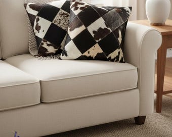 Handmade Real Cowhide Pillow Cover: Patchwork Fur Cushions, 40 x 40 cm