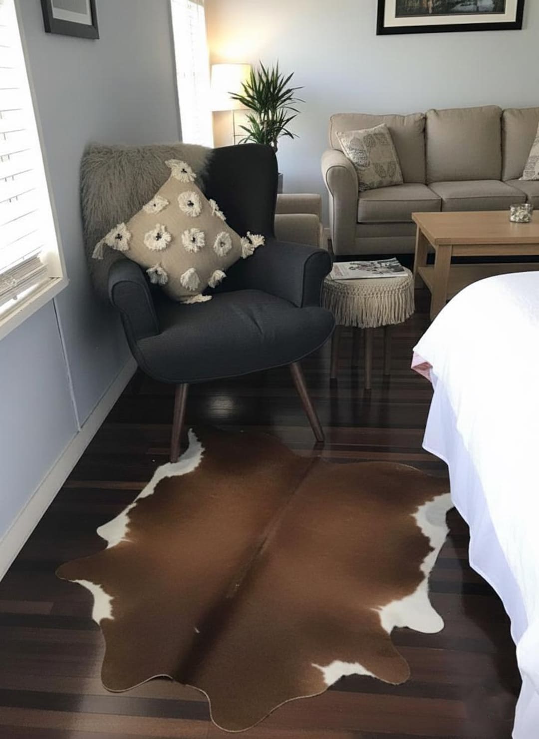 Tan & Brown Cowhide Rug: Real Calf Hair Area Rug - 3x2.25 Ft - Etsy