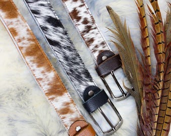 leather belt. Made in Italy. Cowhide zebra print. Zebra Print Hair-on Hide Belt: Italian Leather, Handmade in  main image 3