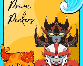 Transformers Prime Beast Hunters! Predaking, Ratchet, Predacon, Autobot Car Decal Chibi Sticker 5 in.