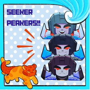 Transformers G1 Seekers, Starscream, Thundercracker, and Skywarp Car Decal Chibi Sticker 5 in.