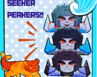 Transformers G1 Seekers, Starscream, Thundercracker, and Skywarp Car Decal Chibi Sticker 5 in.