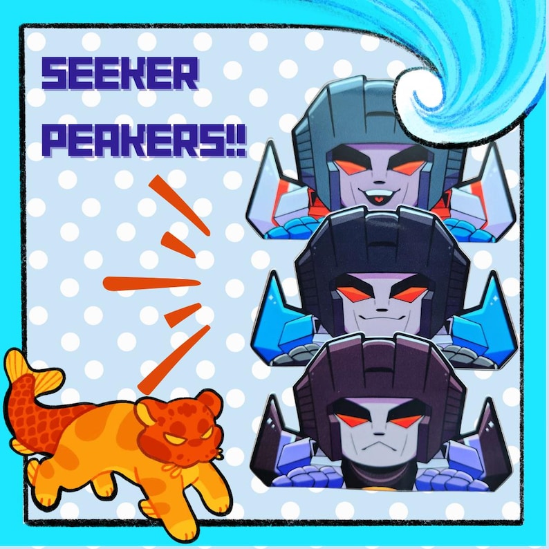 Transformers G1 Seekers, Starscream, Thundercracker, and Skywarp Car Decal Chibi Sticker 5 in. image 1