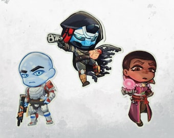 Destiny 2 Chibi of Cayde 6, Ikora, and Zavala Sticker Decal 3 in.
