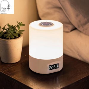 LED Touch Night Light Alarm Clock Dimmable Bedside Lamp USB Rechargeable