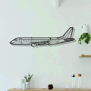 E175 Aircraft Metal Wall Art | Airplanes Art | Aircraft Metal Wall Art l Aviation Metal Art Decor | Gift For Lovers l Minimalist Decor