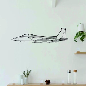 Arte de pared de metal de avión F-15 Strike Eagle / Arte de aviones / Arte de pared de metal l Decoración de arte de metal de aviación / Regalo para amantes l Decoración minimalista