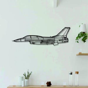 F-16D Aircraft  Metal Wall Art | Airplanes Art | Aircraft Metal Wall Art l Aviation Metal Art Decor | Gift For Lovers l Minimalist Decor