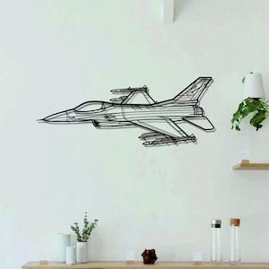F-16C Fighting Falcon Angle Metal Wall Art | Airplanes Art | Aircraft Metal Wall Art l Birthday Gift | Gift For Lovers l Minimalist Decor