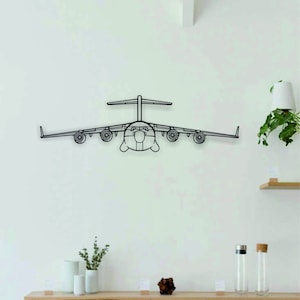 C-17 Globemaster III Aereo Arte da parete in metallo / Arte di aeroplani / Arte da parete in metallo l Regalo di compleanno / Regalo per gli amanti l Decorazione minimalista