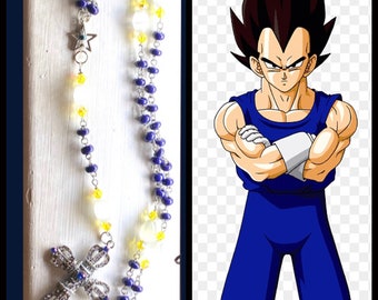 Dragon Ball Rosary - Vegeta Rosary - Czech Glass Wire Wrapped Rosary