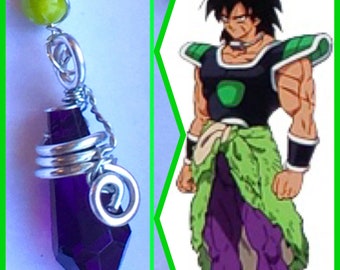 Dragon Ball Jewelry - Wire Wrapped Broly Necklace - Purple Crystal Wire Wrapped Pendant