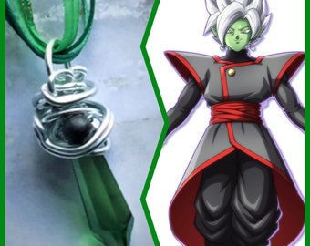 Dragon Ball Jewelry - Fused Zamasu Necklace - DBZ Dragon Ball Necklace Super Inspired Wire Wrapped Crystal Necklace