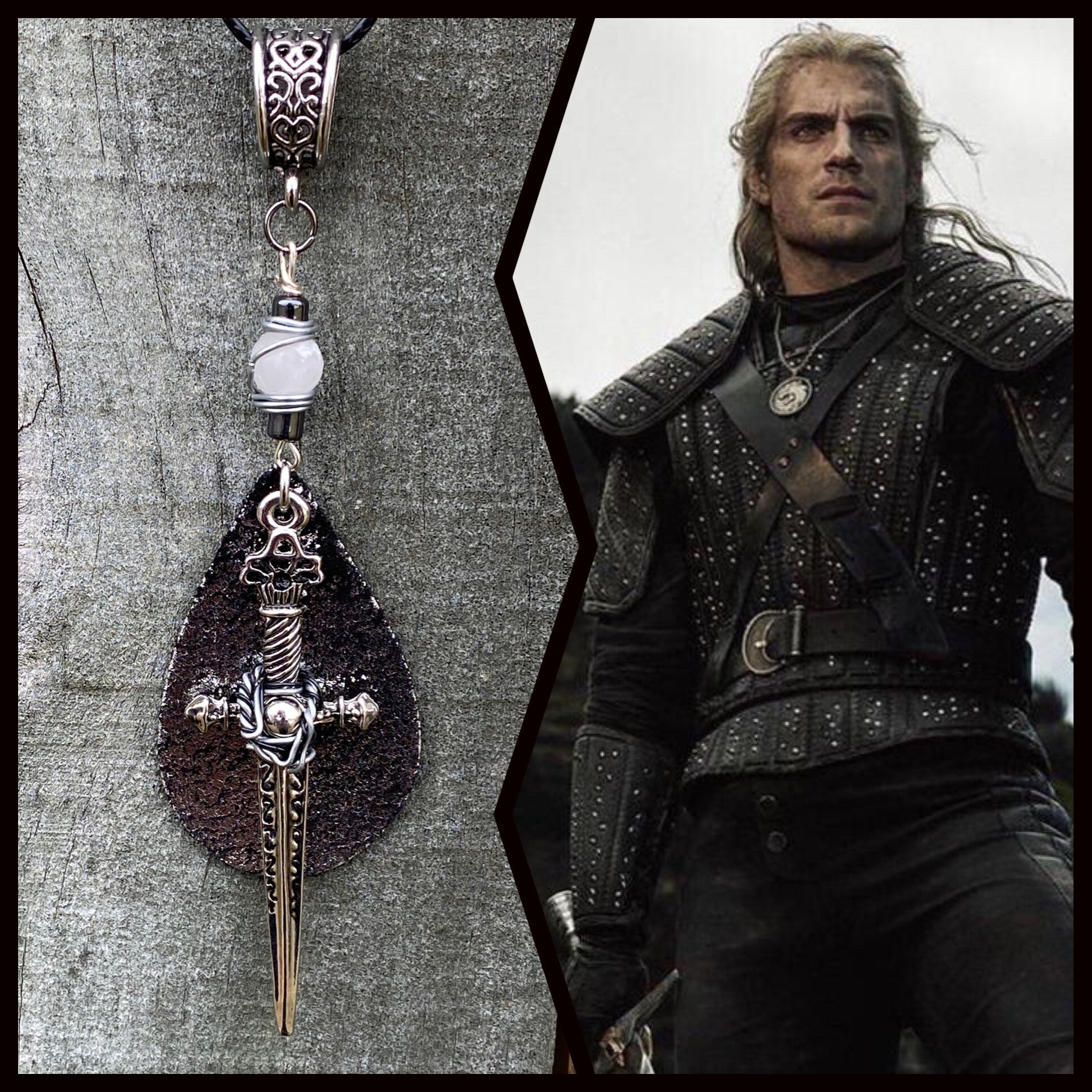 The Witcher Jewelry Geralt Wire Wrapped Necklace with Sword Etsy