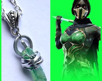 Mortal Kombat Jewelry - Jade Necklace - Mortal Kombat Necklace - Wire Wrapped Quartz Necklace