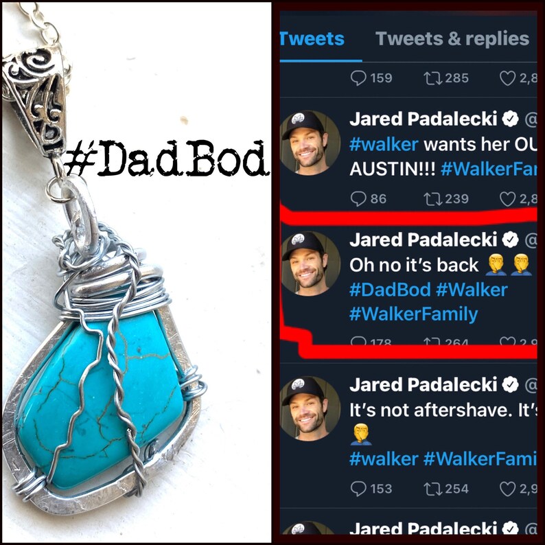Walker DadBod Walker Inspired Wire Wrapped Necklace Jared Padalecki Cordell Walker