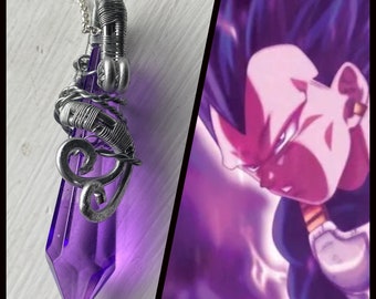 Dragon Ball Jewelry - Vegeta Ultra Ego - Vegeta Necklace - Vegeta Wire Wrapped Crystal Necklace