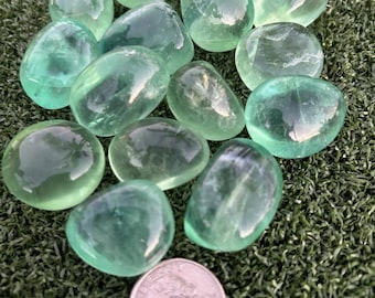 Green Fluorite Tumbled Stone: Heart Chakra Healing Crystal (0.8-1.2")