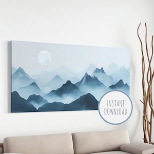 Blue Ridge Mountains Panoramic Print - Horizontal Wall Art - Long Landscape Painting - Mountain Landscape Art - Extra Wide Wall Decor