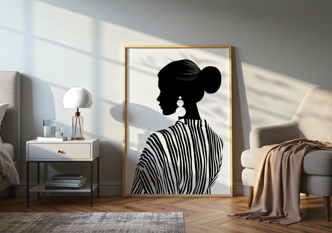 Minimalist Woman Silhouette Art Print: Black and White Fashion ...