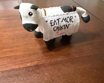 Chick-fil-A Cow Plush Eat Mor Chikin Sign Promotional 4" Plush