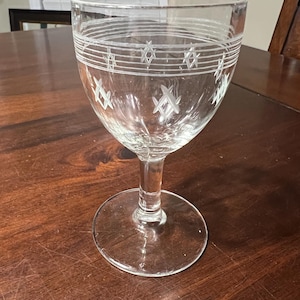 Vintage Standard Glass Criss-Cross Bands 4 1/2&quot; Wine Cordial Liqueur Glass 3 Oz