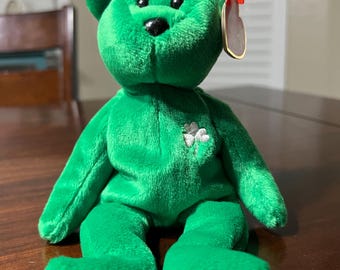 1997 Ty Beanie Baby Erin, el oso irlandés del Día de San Patricio