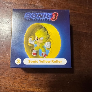 2024 McDonald&#39;s Sonic 3 The Hedgehog Movie #3 Sonic Yellow Roller Happy Meal New