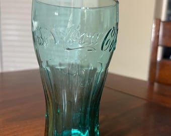 Vintage Teal Coca Cola Coke Tumbler Glass