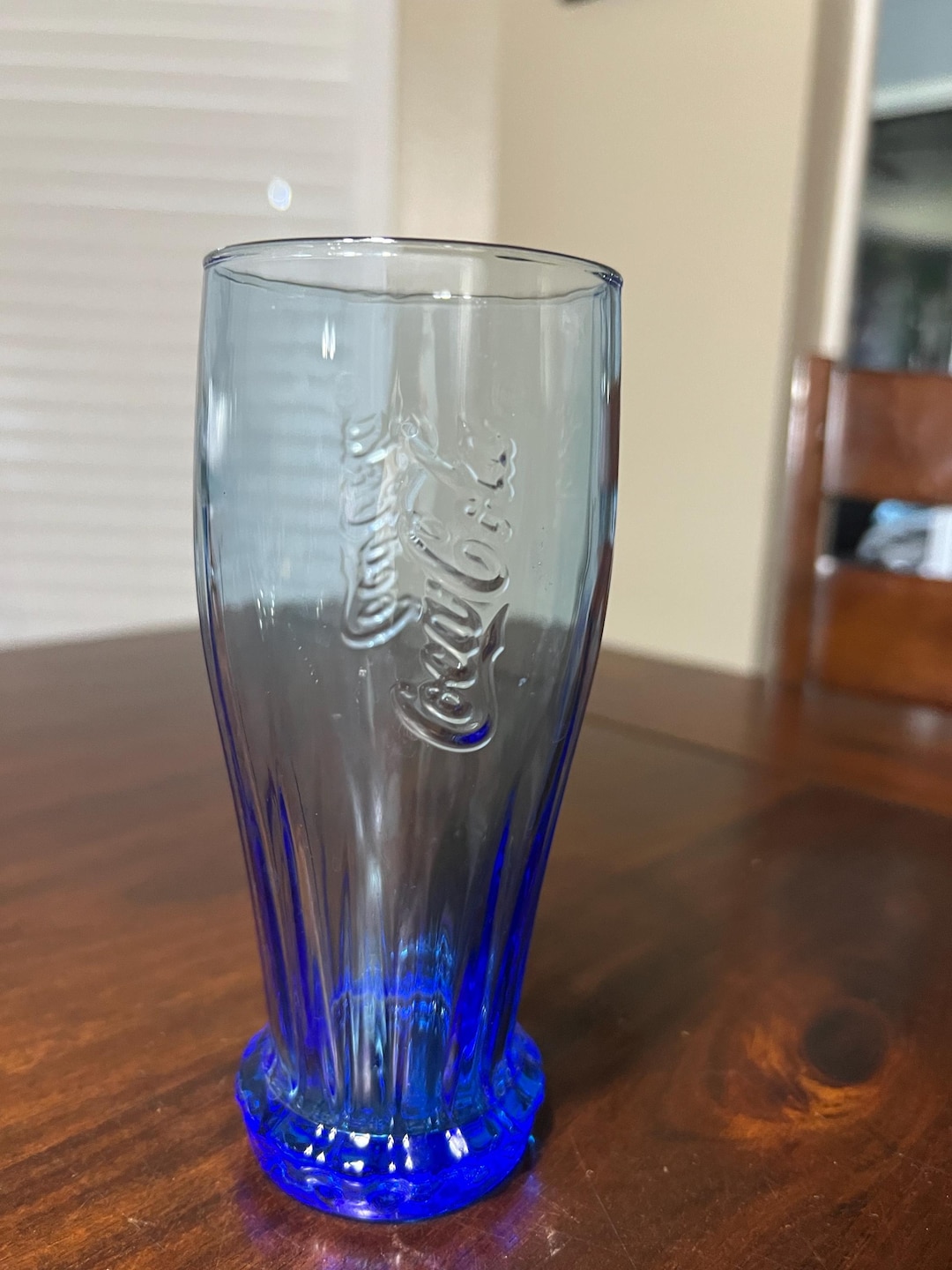 Coca Cola Cobalt Blue Upside Down Bottle Shape Glass Coke Mcdonalds ...