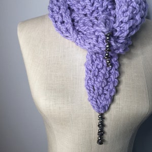 Wearable Fiber Art, Mindful Wrap-Freshwater Pearls on a Chunky Periwinkle Merino Yarn Mindfulness Mantle-OOAK image 6