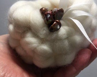 Wishing Wells . . . of Ethically Sourced, Naturally Dyed U.S. Merino and Freshwater Pearls  . . . Vessels for Your Wishes, Dreams, Prayers