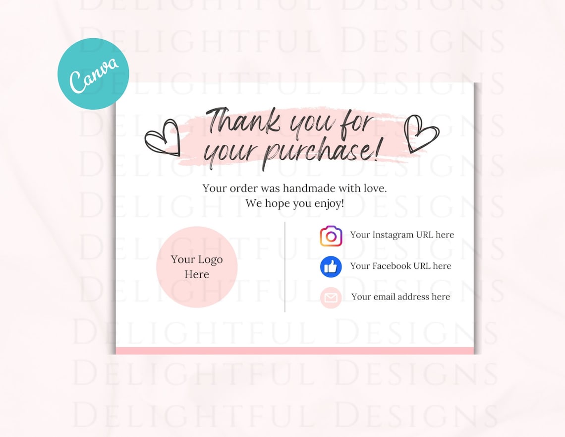 Business Thank You Insert Card Template | Editable in CANVA| Modern ...