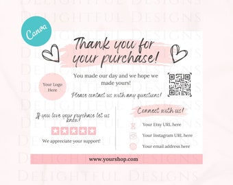 Business Thank You Insert Card Template | Editable in CANVA| Modern ...