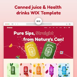 Wix Website Vorlage für Soft Drink & Beverage Store, Oranzo Wix Vorlage, Modernes minimalistisches Design, Wix Webdesign, Kreative Wix Vorlagen